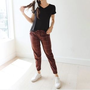 Albion Maroon Windowpane Jetsetter Jogger Women's Size Medium